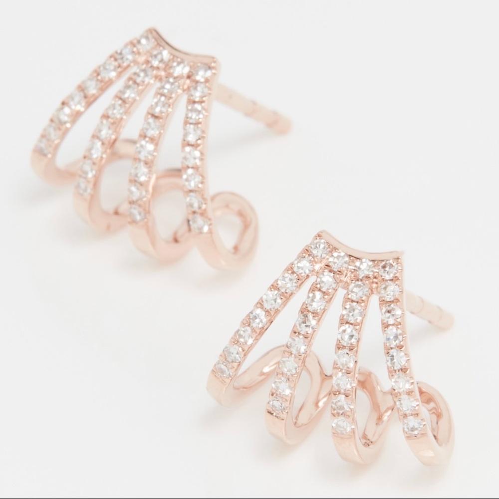 EF Collection 14K Rose Gold Diamond Multi Huggie Earrings Pair
